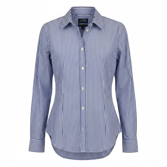 J. Crew Garcon Classic Womens Striped Shirt 4 Blue White Long Sleeve Button Up - Picture 1 of 11